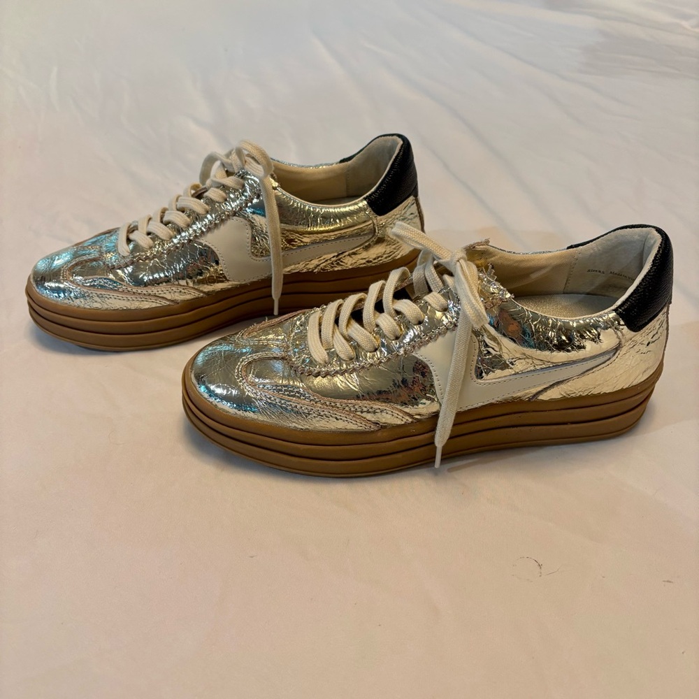 Dolce Vita Silver and White Sneakers